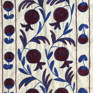 Blue and Burgundy Suzani Runner