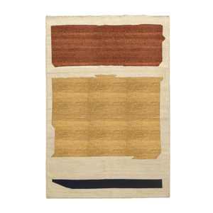 ochre and brown handwoven Afghan wool rug