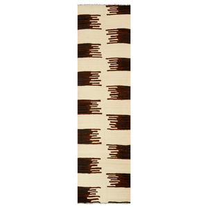 brown and creme striped handwoven Afghan wool runner