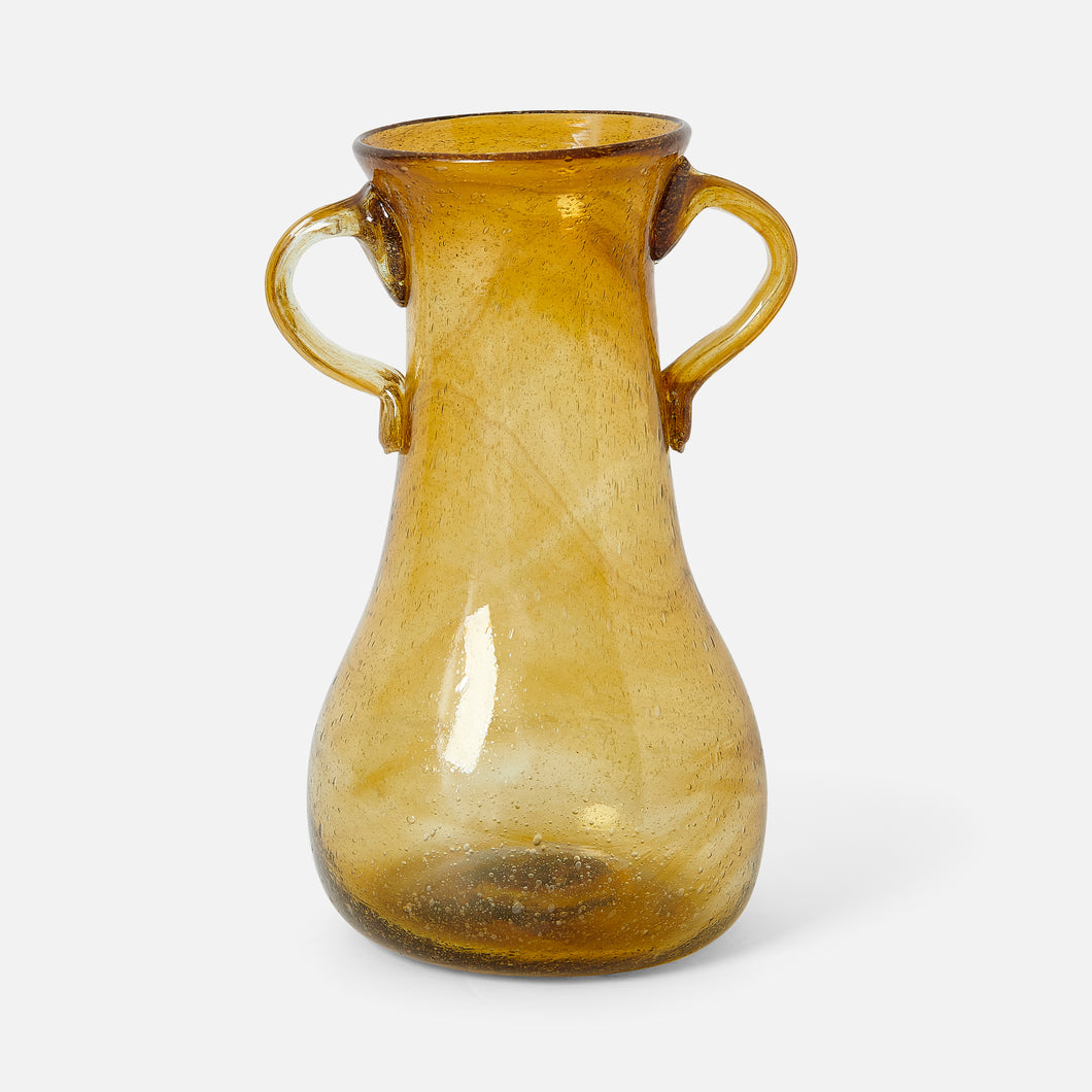 Gold Glass Vase with Handles