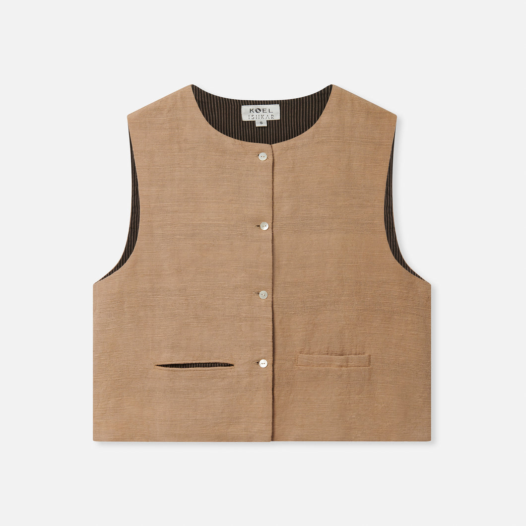 Cropped Thick Cotton Waistcoat