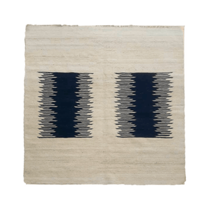 beige and navy waves handwoven Afghan wool rug