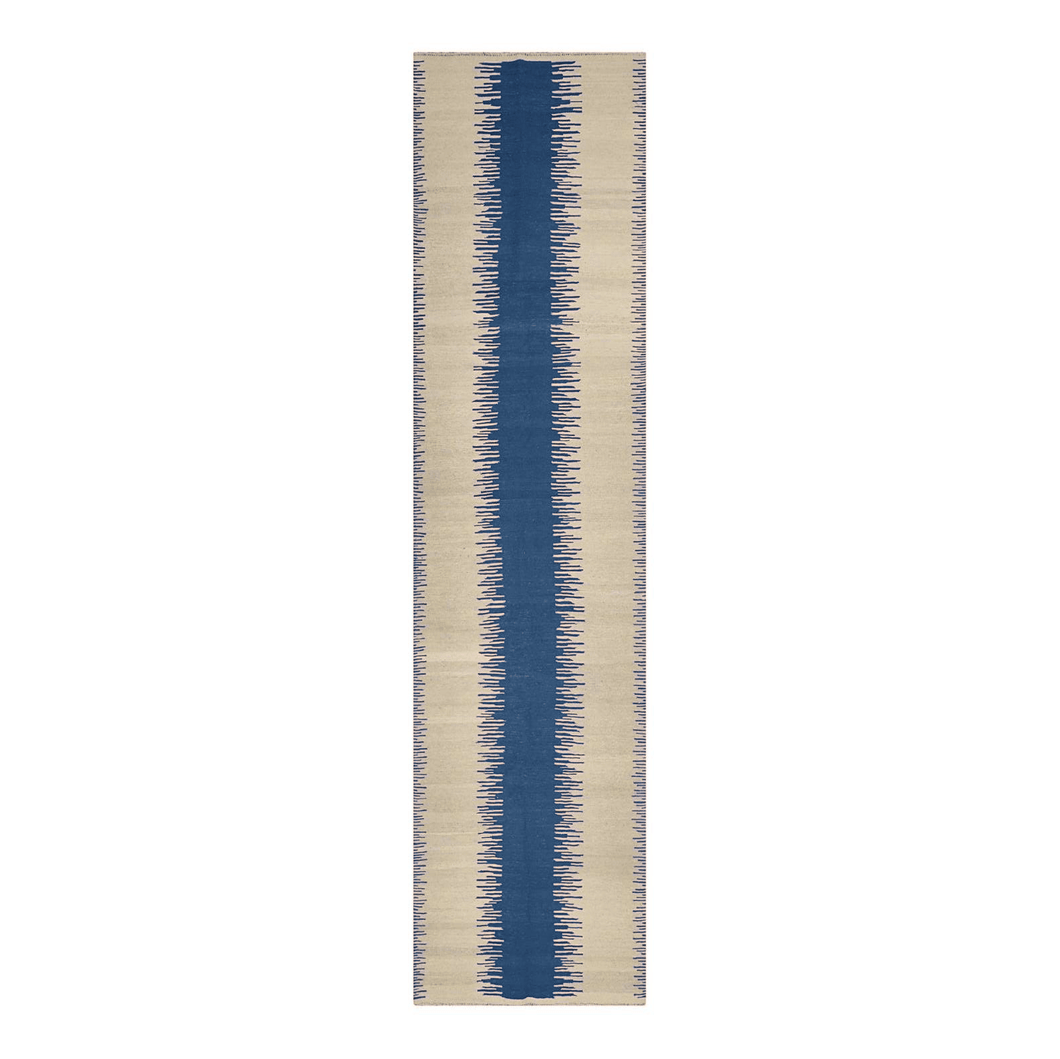 creme and navy handwoven Afghan wool runner